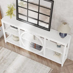 Table console extra longue de 70,9 pouces, table d'appoint étroite avec étagères de rangement en bois à 3 niveaux