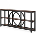 Table console extra longue de 70,9 pouces, table d'appoint étroite avec étagères de rangement en bois à 3 niveaux