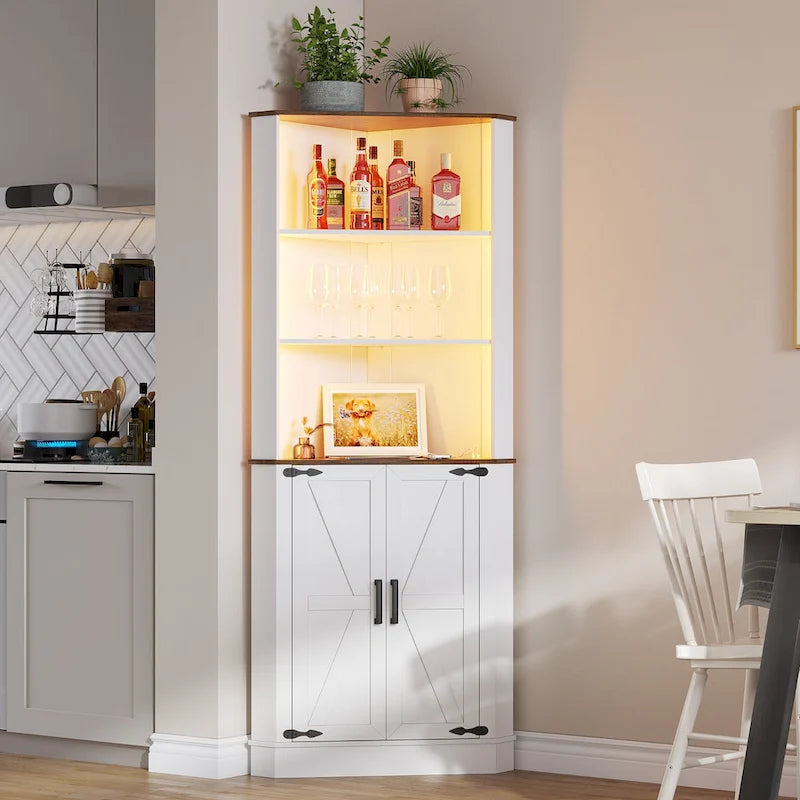 66 Tall Corner Cabinet With Led Light