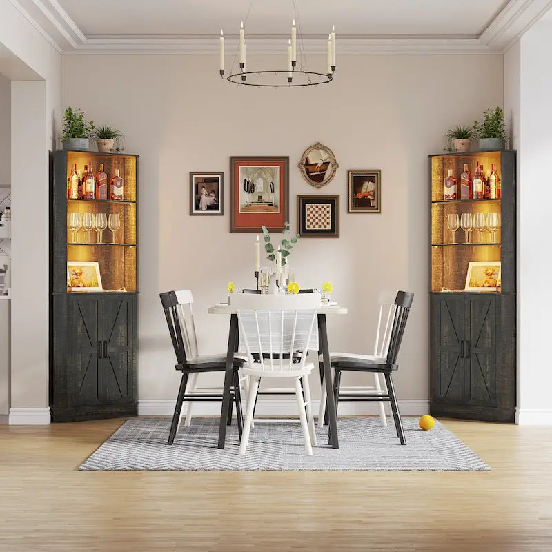 Armoire d'angle de 66 pouces de haut avec éclairage LED