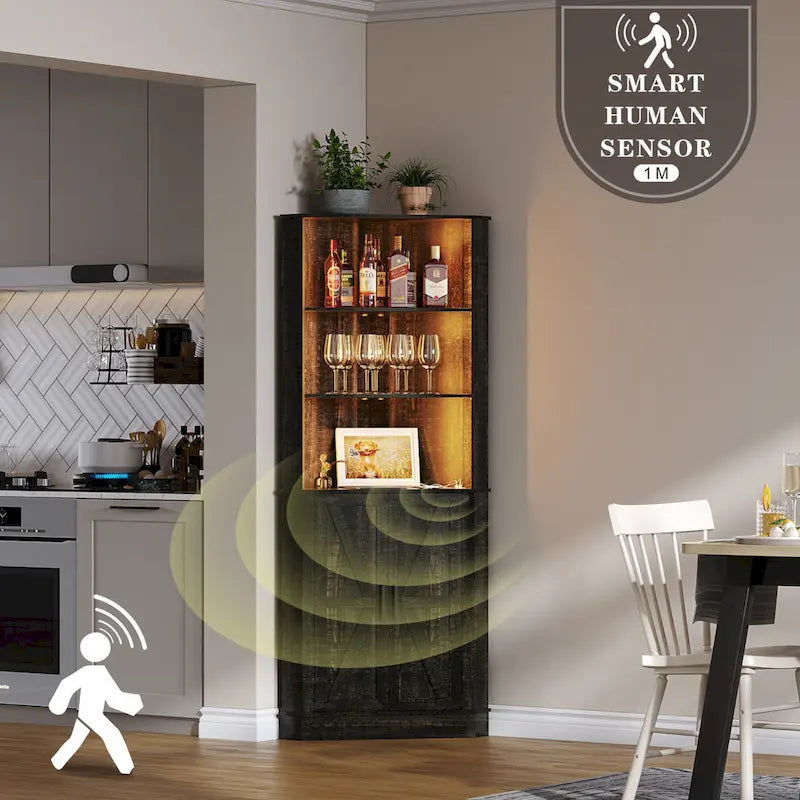 Armoire d'angle de 66 pouces de haut avec éclairage LED