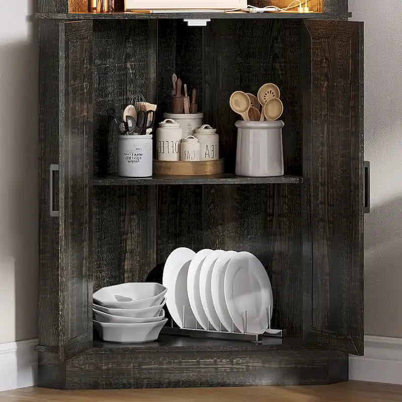 Armoire d'angle de 66 pouces de haut avec éclairage LED