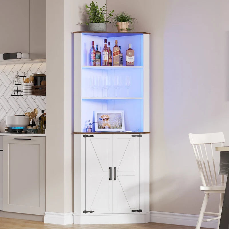 Armoire d'angle de 66 pouces de haut avec éclairage LED