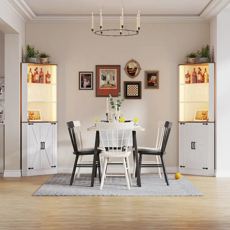 Armoire d'angle de 66 pouces de haut avec éclairage LED