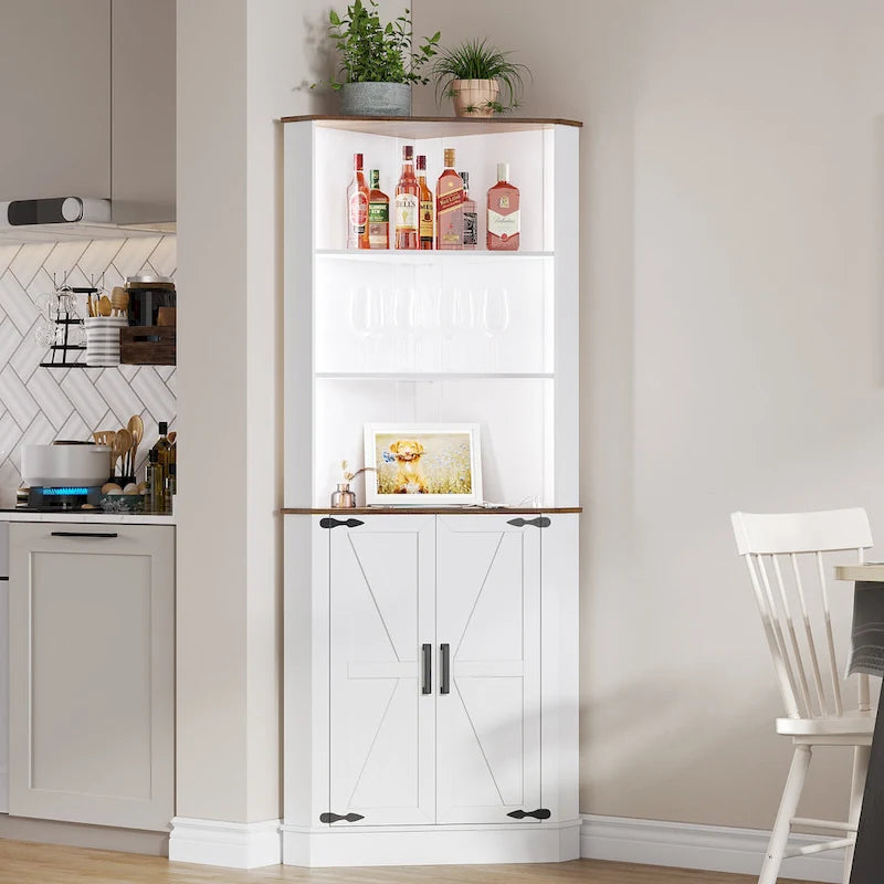 Armoire d'angle de 66 pouces de haut avec éclairage LED