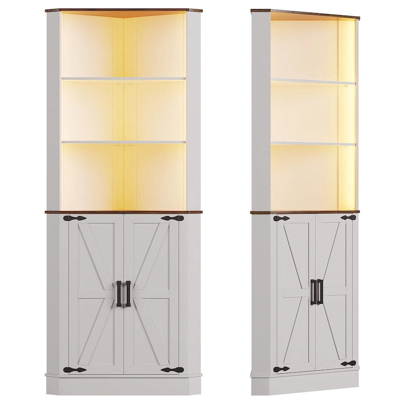 Armoire d'angle de 66 pouces de haut avec éclairage LED