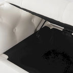 Banc de rangement capitonné 63, grand pouf de rangement capitonné pour chambre à coucher, à placer au pied du lit, banc à accoudoirs arrondis