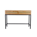 Table console moderne de style ferme COZAYH 44 avec façade tissée et canapé