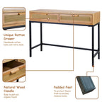 Table console moderne de style ferme COZAYH 44 avec façade tissée et canapé