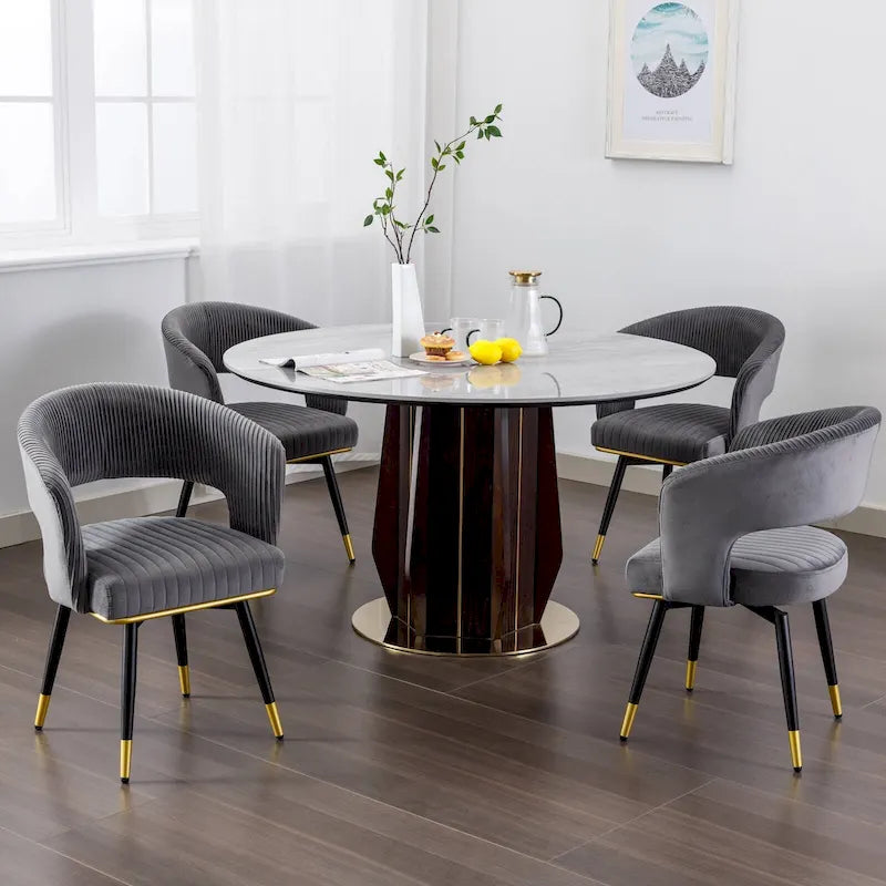 Chaise de salle à manger pivotante en velours avec pieds en métal, lot de 2