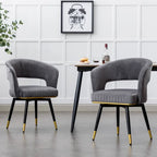 Swivel Velvet Dining Chair with Metal Legs, Set of 2