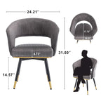 Chaise de salle à manger pivotante en velours avec pieds en métal, lot de 2