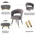 Chaise de salle à manger pivotante en velours avec pieds en métal, lot de 2