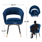 Chaise de salle à manger pivotante en velours avec pieds en métal, lot de 2
