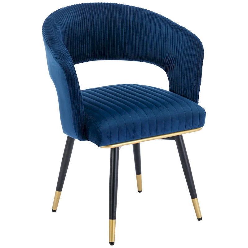 Chaise de salle à manger pivotante en velours avec pieds en métal, lot de 2