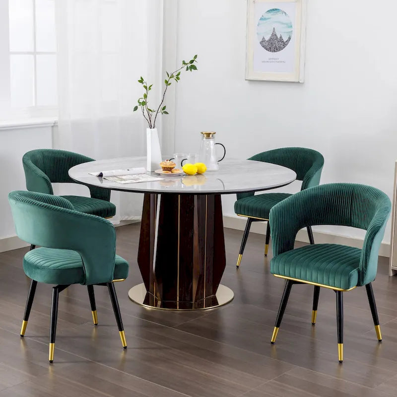 Chaise de salle à manger pivotante en velours avec pieds en métal, lot de 2