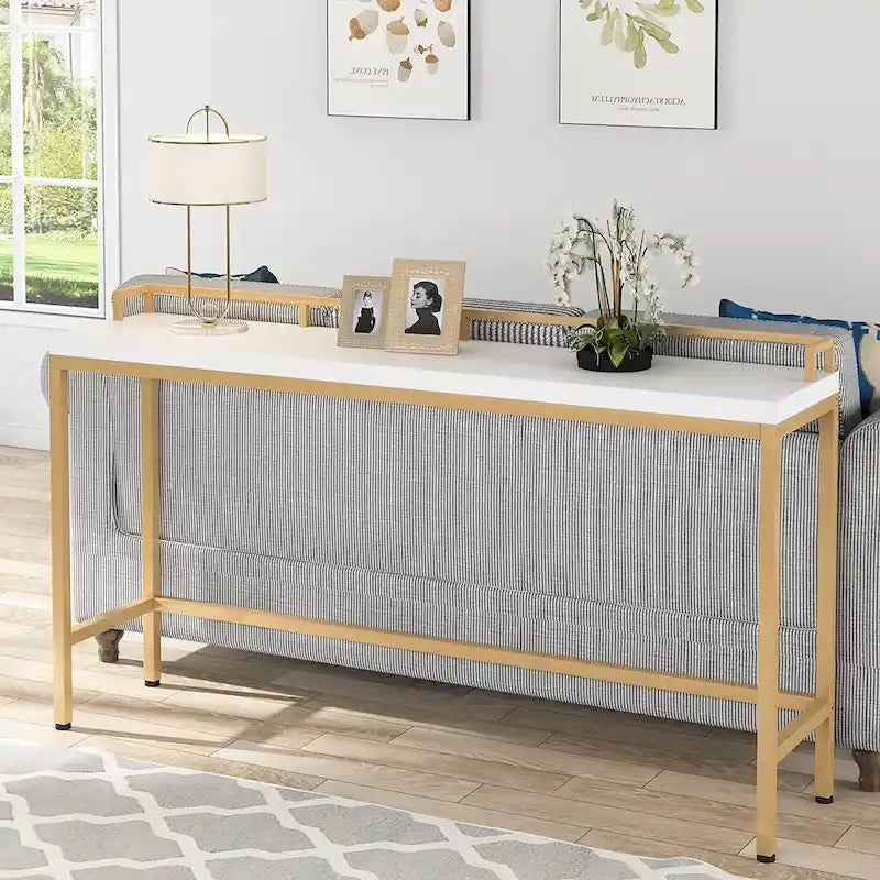 Console de rangement derrière canapé, table d'entrée étroite de 180 cm de long