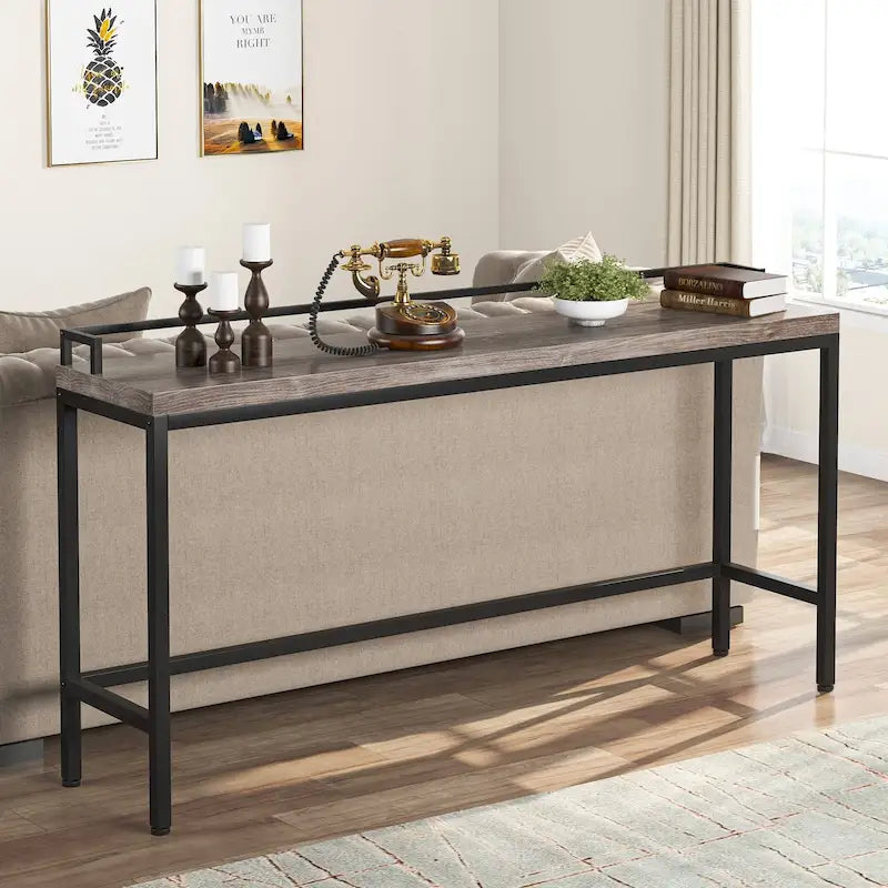 Console de rangement derrière canapé, table d'entrée étroite de 180 cm de long