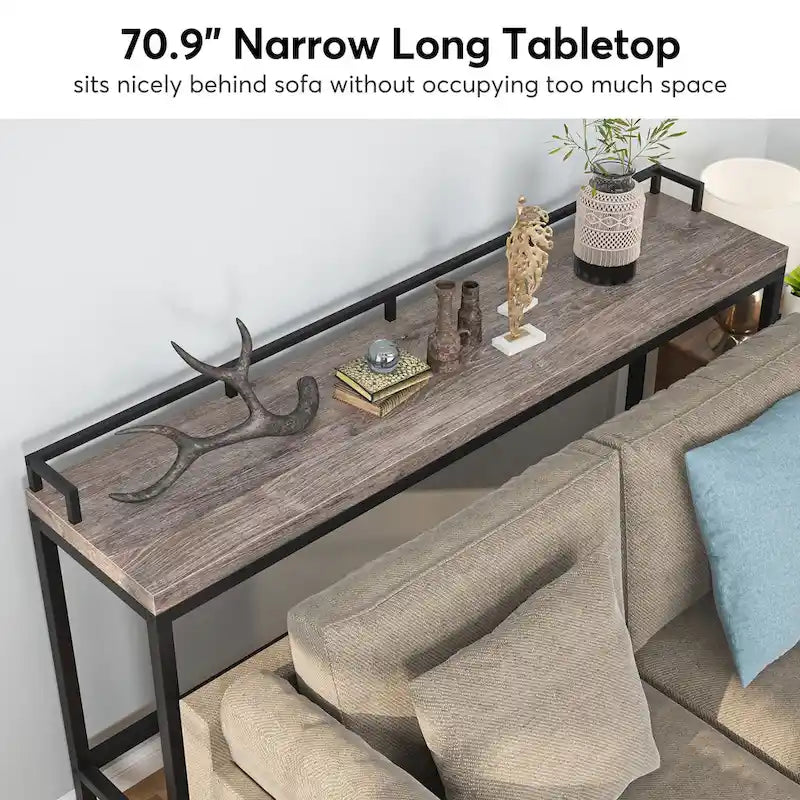Console de rangement derrière canapé, table d'entrée étroite de 180 cm de long