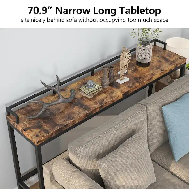 Console de rangement derrière canapé, table d'entrée étroite de 180 cm de long