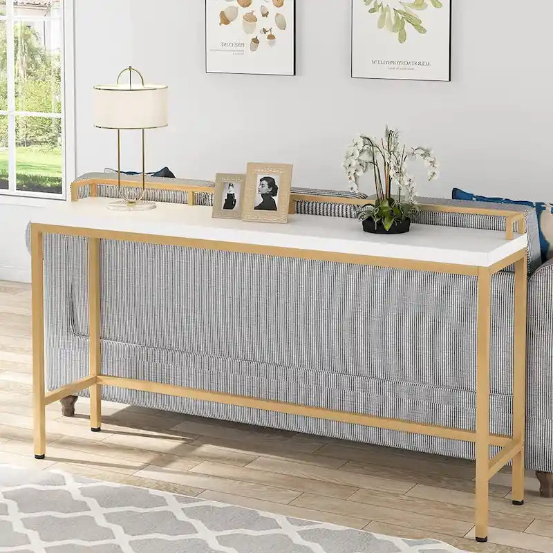 Console de rangement derrière canapé, table d'entrée étroite de 180 cm de long