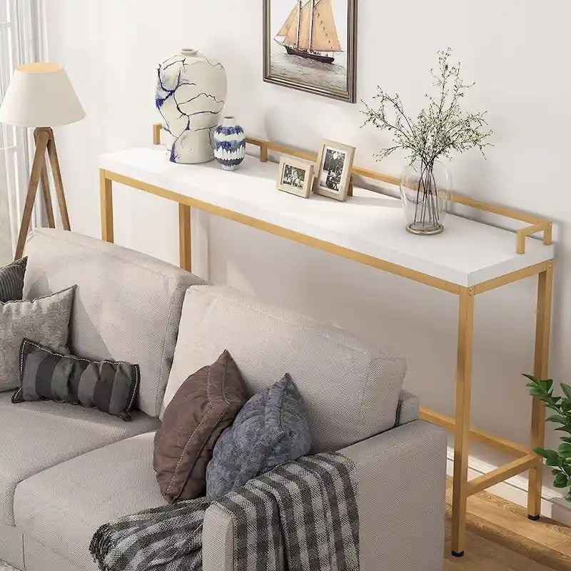 Console de rangement derrière canapé, table d'entrée étroite de 180 cm de long