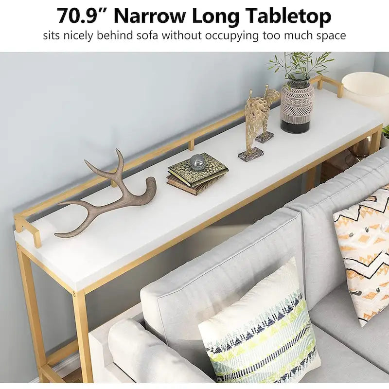 Console de rangement derrière canapé, table d'entrée étroite de 180 cm de long