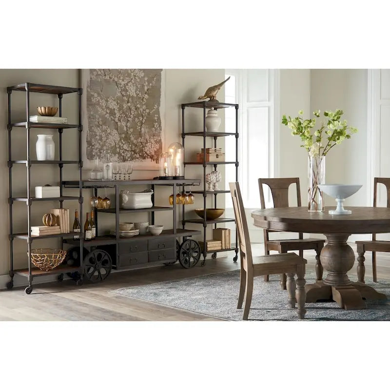 Table de salle à manger ronde Copper Grove Abenberg en manguier vieilli