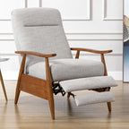 Fauteuil inclinable Taylor à accoudoirs en bois et dossier inclinable en tissu haute performance de Greyson Living