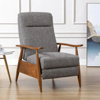 Fauteuil inclinable Taylor à accoudoirs en bois et dossier inclinable en tissu haute performance de Greyson Living