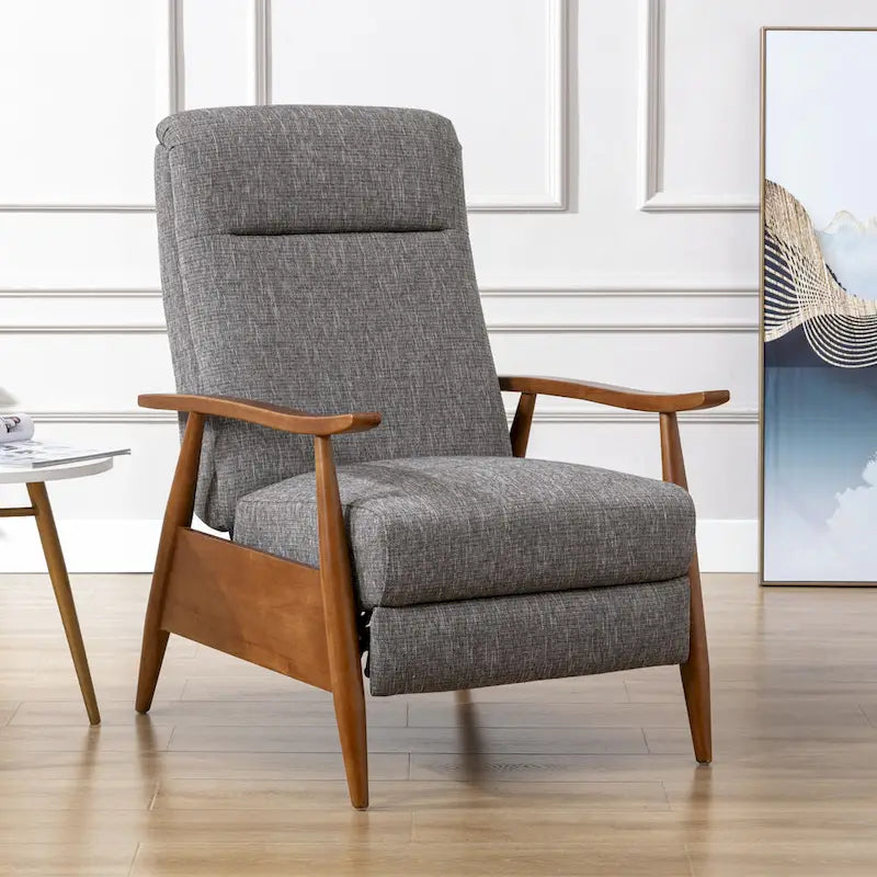 Fauteuil inclinable Taylor à accoudoirs en bois et dossier inclinable en tissu haute performance de Greyson Living