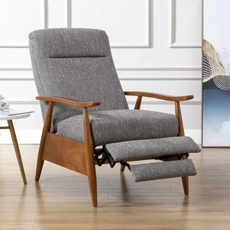 Fauteuil inclinable Taylor à accoudoirs en bois et dossier inclinable en tissu haute performance de Greyson Living