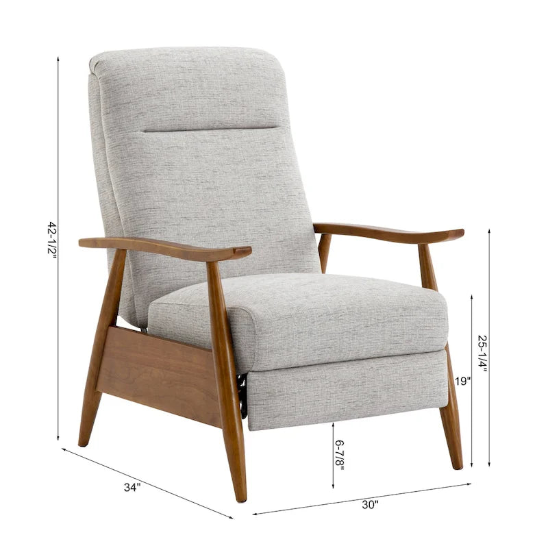 Fauteuil inclinable Taylor à accoudoirs en bois et dossier inclinable en tissu haute performance de Greyson Living