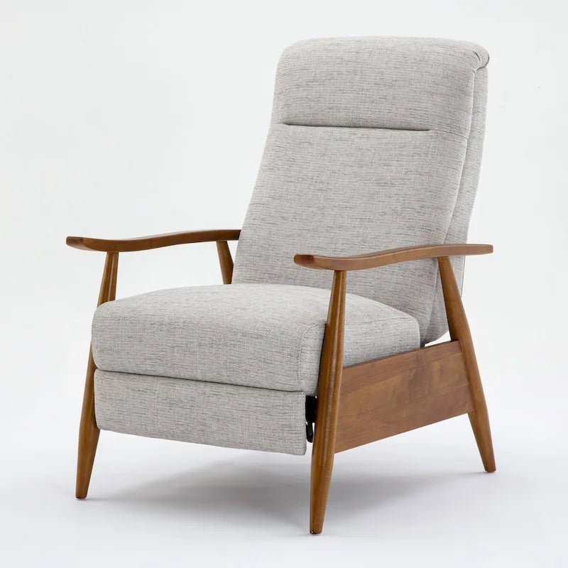 Fauteuil inclinable Taylor à accoudoirs en bois et dossier inclinable en tissu haute performance de Greyson Living