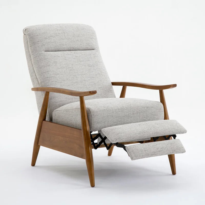 Fauteuil inclinable Taylor à accoudoirs en bois et dossier inclinable en tissu haute performance de Greyson Living