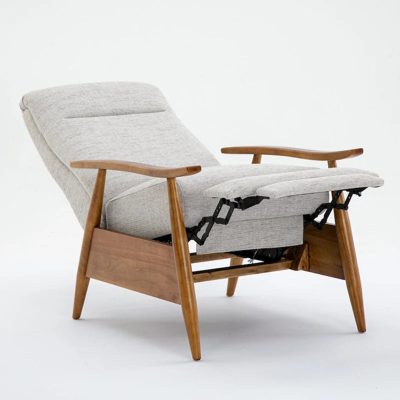 Fauteuil inclinable Taylor à accoudoirs en bois et dossier inclinable en tissu haute performance de Greyson Living