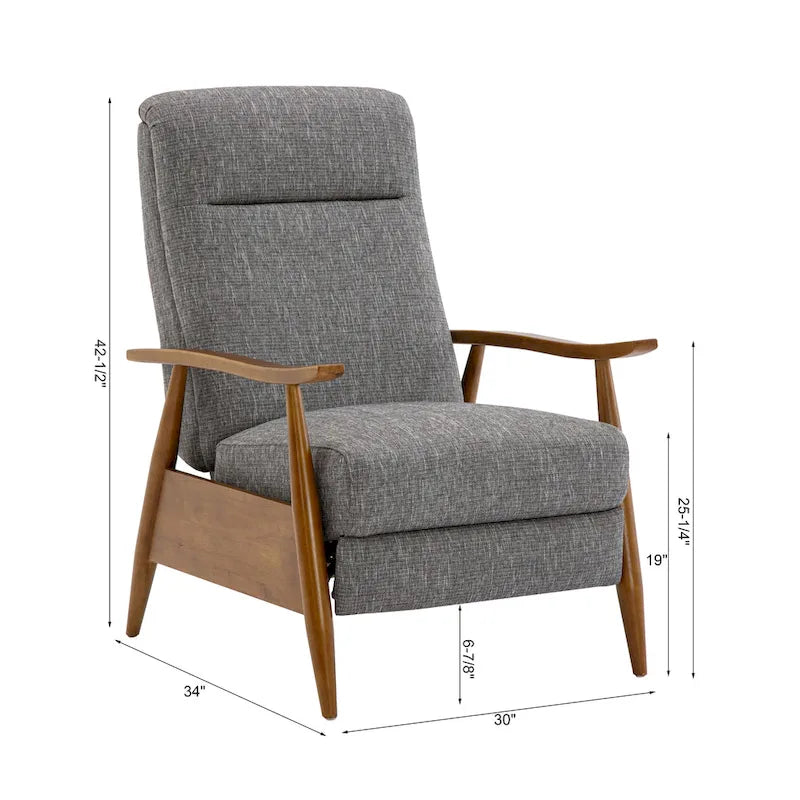 Fauteuil inclinable Taylor à accoudoirs en bois et dossier inclinable en tissu haute performance de Greyson Living