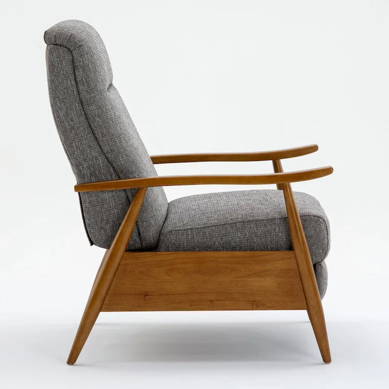 Fauteuil inclinable Taylor à accoudoirs en bois et dossier inclinable en tissu haute performance de Greyson Living