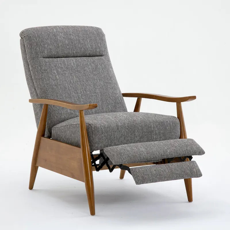 Fauteuil inclinable Taylor à accoudoirs en bois et dossier inclinable en tissu haute performance de Greyson Living