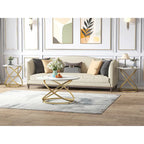 Table basse ronde Myhozm Accent avec plateau en verre/pierre et piètement en métal