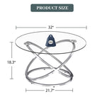 Table basse ronde Myhozm Accent avec plateau en verre/pierre et piètement en métal