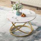 Table basse ronde Myhozm Accent avec plateau en verre/pierre et piètement en métal