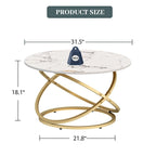 Table basse ronde Myhozm Accent avec plateau en verre/pierre et piètement en métal
