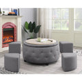 Pouf de rangement rond gris d'intérieur pour cocktail