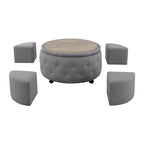 Pouf de rangement rond gris d'intérieur pour cocktail