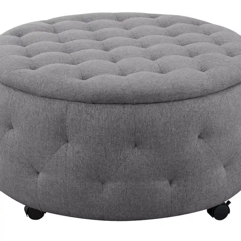 Pouf de rangement rond gris d'intérieur pour cocktail
