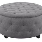 Pouf de rangement rond gris d'intérieur pour cocktail