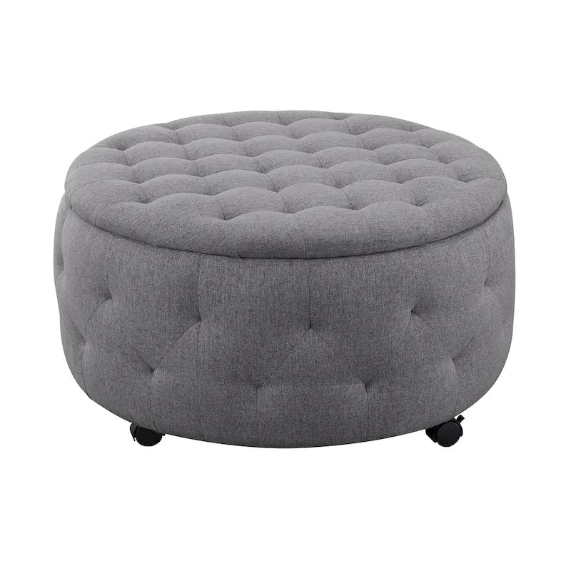 Pouf de rangement rond gris d'intérieur pour cocktail