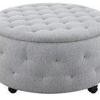 Pouf de rangement rond gris d'intérieur pour cocktail