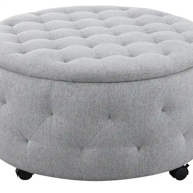 Pouf de rangement rond gris d'intérieur pour cocktail